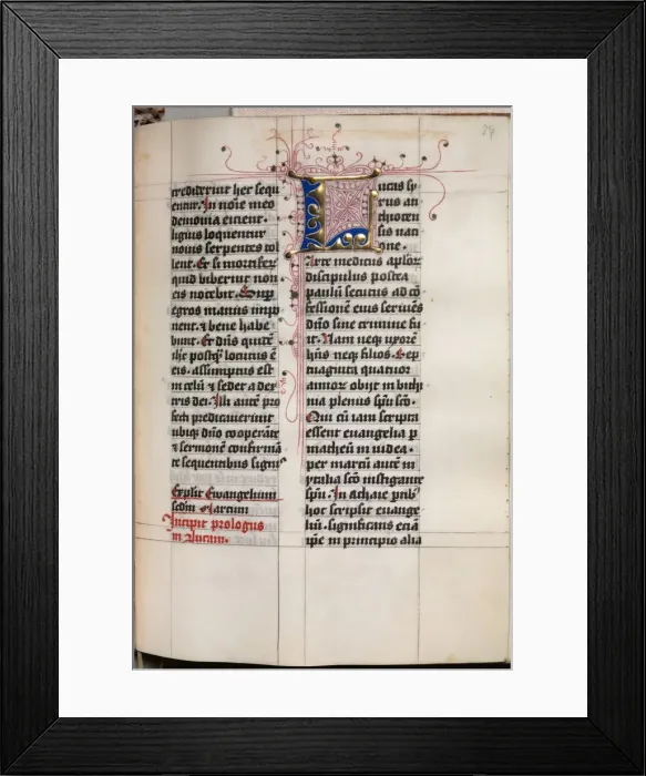Framed Print : Gospel Book with Evangelist Portraits: Decorated Initial, c. 1480. Creator: Hausbuch Master