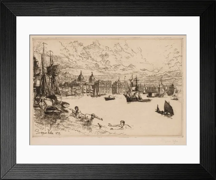 Framed Print : Greenwich, 1879. Creator: Francis Seymour Haden (British, 1818-1910)