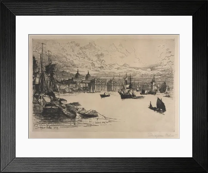 Framed Print : Greenwich. Creator: Francis Seymour Haden (British, 1818-1910) Framed Print : Greenwich. Creator: Francis Seymour Haden (British, 1818-1910)