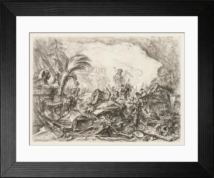 Framed Print : Groteschi: Ruins with a Statue of a Faun and a Fallen Column, ca. 1745-50. Creator Framed Print : Groteschi: Ruins with a Statue of a Faun and a Fallen Column, ca. 1745-50. Creator