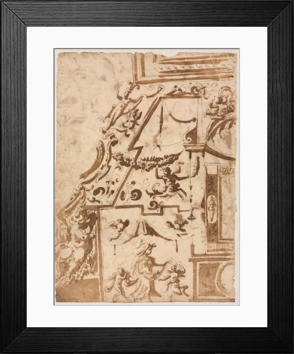 Framed Print : Grotesque with a Leaping Centaur (verso), c. 1565 / 1588. Creator: Marco Marchetti (Italian Framed Print : Grotesque with a Leaping Centaur (verso), c. 1565 / 1588. Creator: Marco Marchetti (Italian