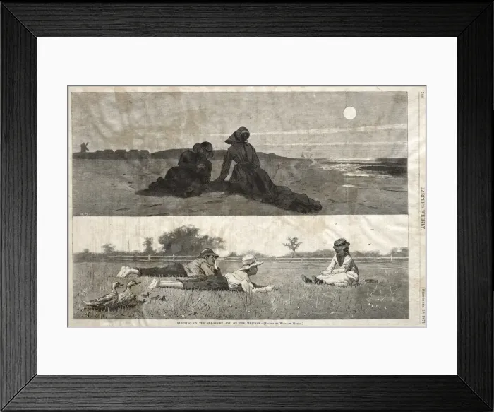 Framed Print : Flirting on the Seashore and on the Meadow, 1874. Creator: Winslow Homer (American, 1836-1910) Framed Print : Flirting on the Seashore and on the Meadow, 1874. Creator: Winslow Homer (American, 1836-1910)