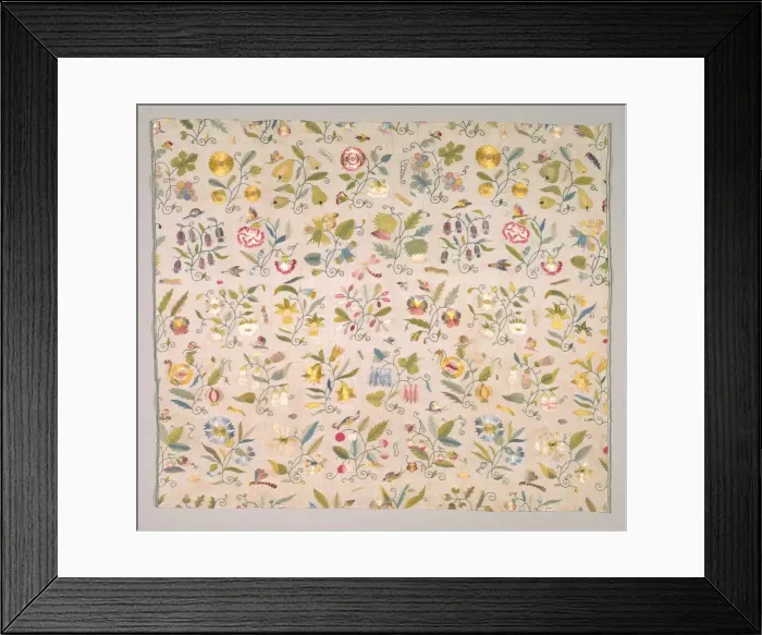 Framed Print : Floral Embroidery, early 1600s. Creator: Unknown Framed Print : Floral Embroidery, early 1600s. Creator: Unknown