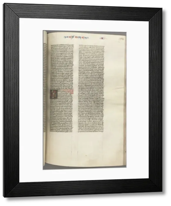 Framed Print : Fol. 184r, Ezra II, historiated initial E, a priest censing an altar, c. 1275-1300 Framed Print : Fol. 184r, Ezra II, historiated initial E, a priest censing an altar, c. 1275-1300