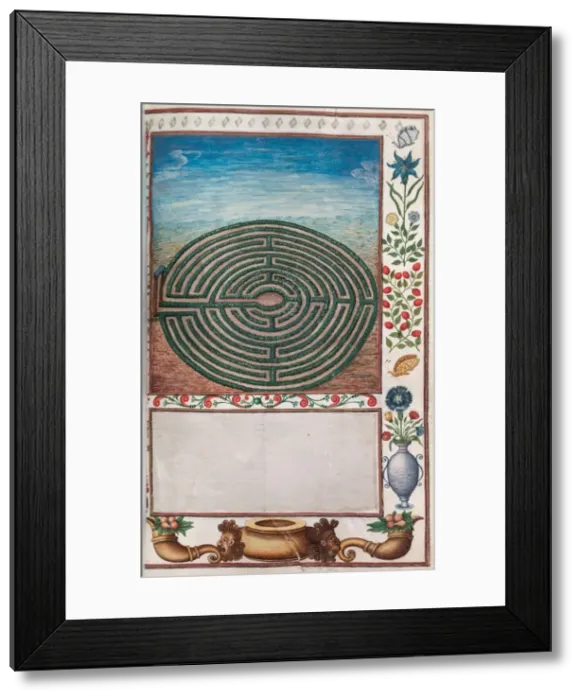 Framed Print : Florilegium: (page 15 recto) maze garden, 1608. Creator: Unknown Framed Print : Florilegium: (page 15 recto) maze garden, 1608. Creator: Unknown