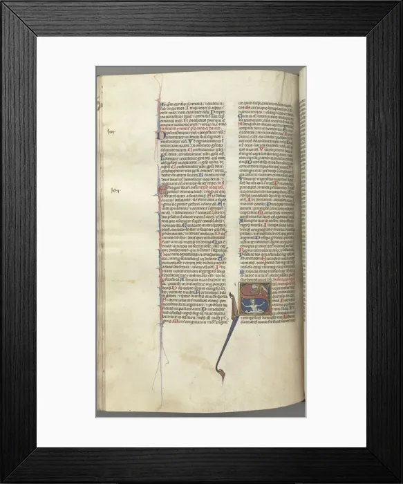 Framed Print : Fol. 224v, Psalm 68, historiated initial S, David in the water appealing to God above, c Framed Print : Fol. 224v, Psalm 68, historiated initial S, David in the water appealing to God above, c