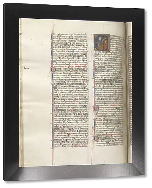 Fol. 227v, Psalm 80, historiated initial E, David hitting a carillon of hells, c. 1275-1300