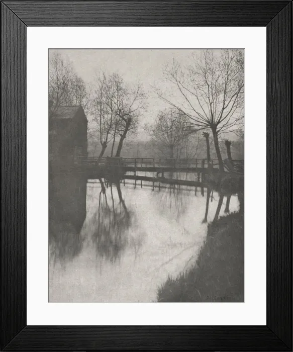 Framed Print : Footbridge Near Chingford, from The Compleat Angler, 1888. Creator: Peter Henry Emerson (British Framed Print : Footbridge Near Chingford, from The Compleat Angler, 1888. Creator: Peter Henry Emerson (British