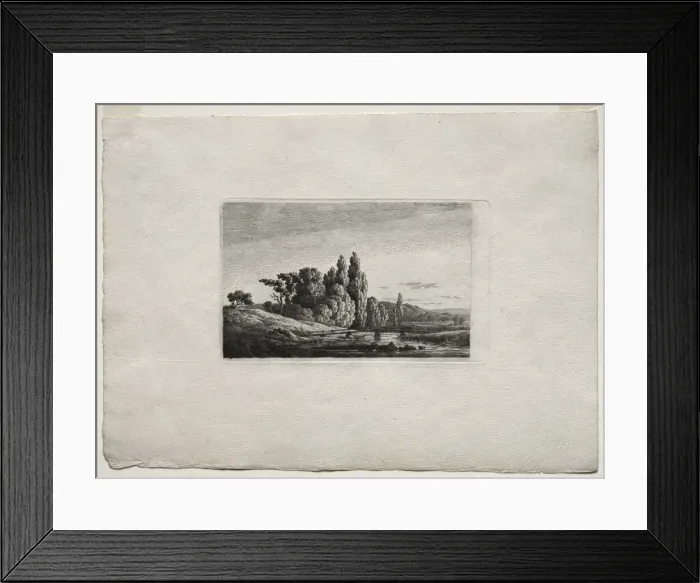Framed Print : Footbridge with Cross before Trees at a River, c. 1803. Creator: Caspar David Friedrich (German Framed Print : Footbridge with Cross before Trees at a River, c. 1803. Creator: Caspar David Friedrich (German