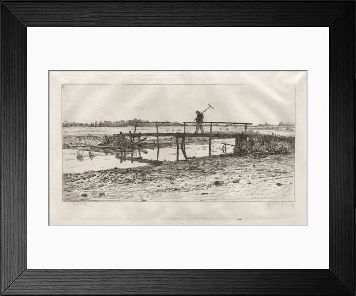 Framed Print : Footbridge, Worth, 1879. Creator: Otto H. Bacher (American, 1856-1909) Framed Print : Footbridge, Worth, 1879. Creator: Otto H. Bacher (American, 1856-1909)