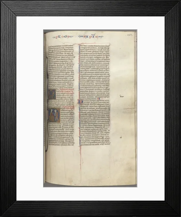 Framed Print : Fol. 251 r, Wisdom, historiated initial D, Solomon instructing a soldier, c. 1275-1300 Framed Print : Fol. 251 r, Wisdom, historiated initial D, Solomon instructing a soldier, c. 1275-1300