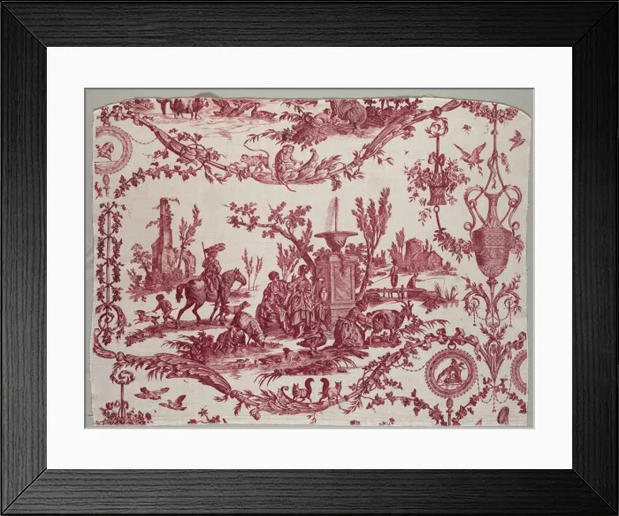 Framed Print : Fragments of Copperplate Printed Cotton, c. 1789. Creator: Christophe Philippe Oberkampf (French Framed Print : Fragments of Copperplate Printed Cotton, c. 1789. Creator: Christophe Philippe Oberkampf (French