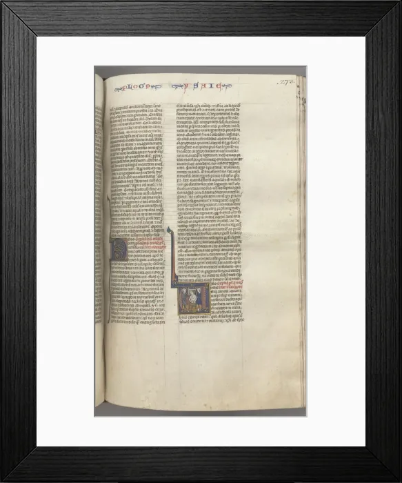 Framed Print : Fol. 273r, Isaiah, historiated initial V, the martyrdom of Isaiah, c. 1275-1300. Creator: Unknown Framed Print : Fol. 273r, Isaiah, historiated initial V, the martyrdom of Isaiah, c. 1275-1300. Creator: Unknown