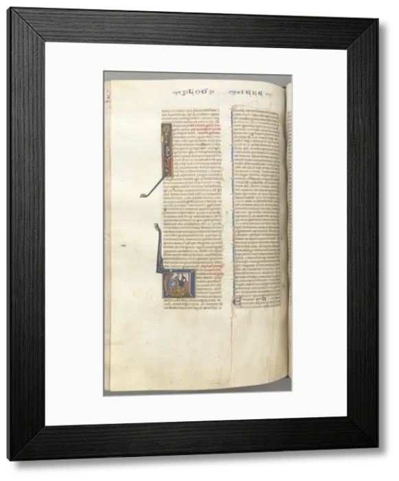 Framed Print : Fol. 292v, Jeremiah, historiated initial V, the stoning of Jeremiah, c. 1275-1300 Framed Print : Fol. 292v, Jeremiah, historiated initial V, the stoning of Jeremiah, c. 1275-1300