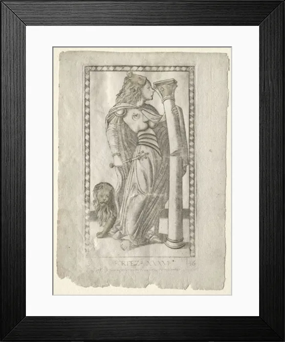 Framed Print : Forteza (from the Tarocchi, series B: Cosmic Principles & Virtues, #36), before 1467 Framed Print : Forteza (from the Tarocchi, series B: Cosmic Principles & Virtues, #36), before 1467