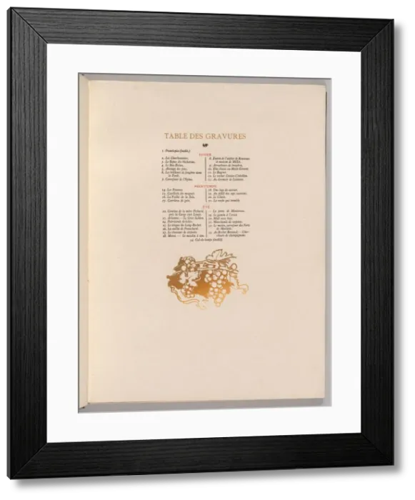 Framed Print : Fontainebleau Forest: Grapes, Cul-de-lampe (Table of Engravings) (La Foret de Fontainebleau Framed Print : Fontainebleau Forest: Grapes, Cul-de-lampe (Table of Engravings) (La Foret de Fontainebleau