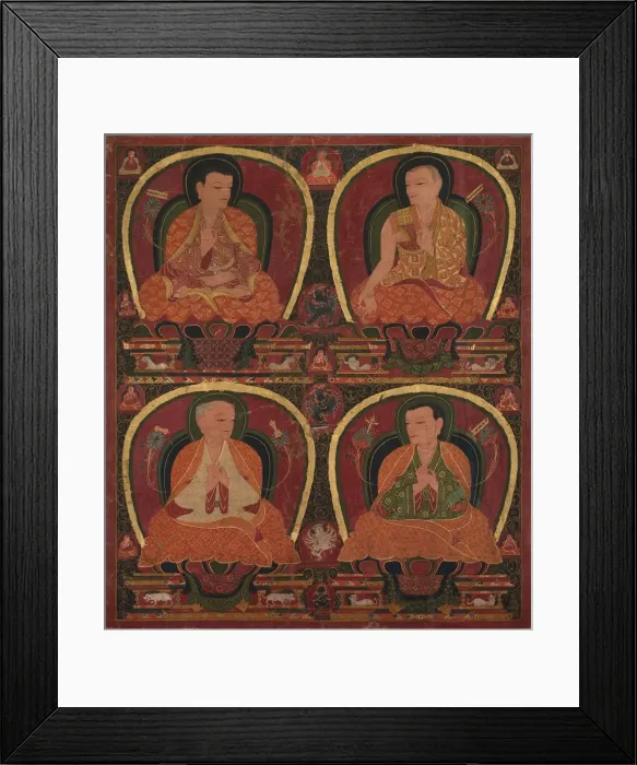 Framed Print : Four Seated Masters, c. 1450. Creator: Unknown Framed Print : Four Seated Masters, c. 1450. Creator: Unknown