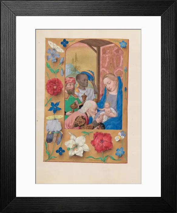 Framed Print : Hours of Queen Isabella the Catholic, Queen of Spain: Fol. 136v, Adoration of the Magi, c Framed Print : Hours of Queen Isabella the Catholic, Queen of Spain: Fol. 136v, Adoration of the Magi, c