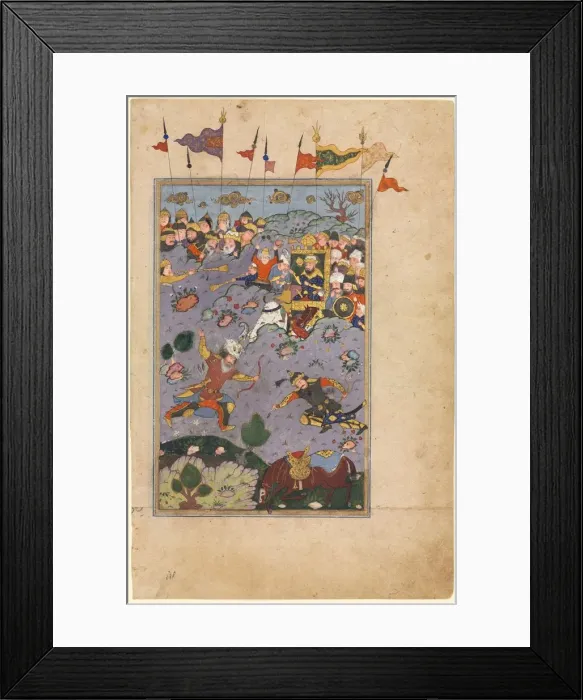 Framed Print : Rustam meets the challenge of Ashkabus, from a Shah-nama (Book of Kings) of Firdausi