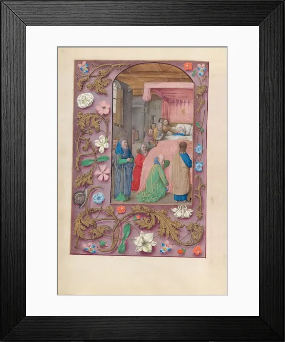 Framed Print : Hours of Queen Isabella the Catholic, Queen of Spain: Fol. 154v, Death of the Virgin, c Framed Print : Hours of Queen Isabella the Catholic, Queen of Spain: Fol. 154v, Death of the Virgin, c