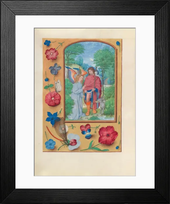 Framed Print : Hours of Queen Isabella the Catholic, Queen of Spain: Fol. 181v, St. Roch, c. 1500 Framed Print : Hours of Queen Isabella the Catholic, Queen of Spain: Fol. 181v, St. Roch, c. 1500