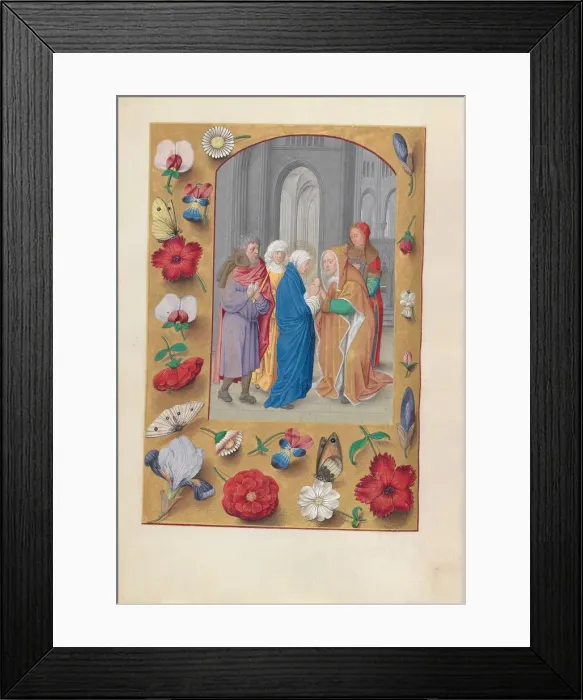 Framed Print : Hours of Queen Isabella the Catholic, Queen of Spain: Fol. 141v, Presentation in the Temple, c1500 Framed Print : Hours of Queen Isabella the Catholic, Queen of Spain: Fol. 141v, Presentation in the Temple, c1500