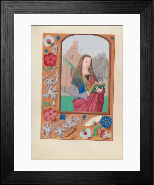 Framed Print : Hours of Queen Isabella the Catholic, Queen of Spain: Fol. 191v, St. Barbara, c. 1500 Framed Print : Hours of Queen Isabella the Catholic, Queen of Spain: Fol. 191v, St. Barbara, c. 1500