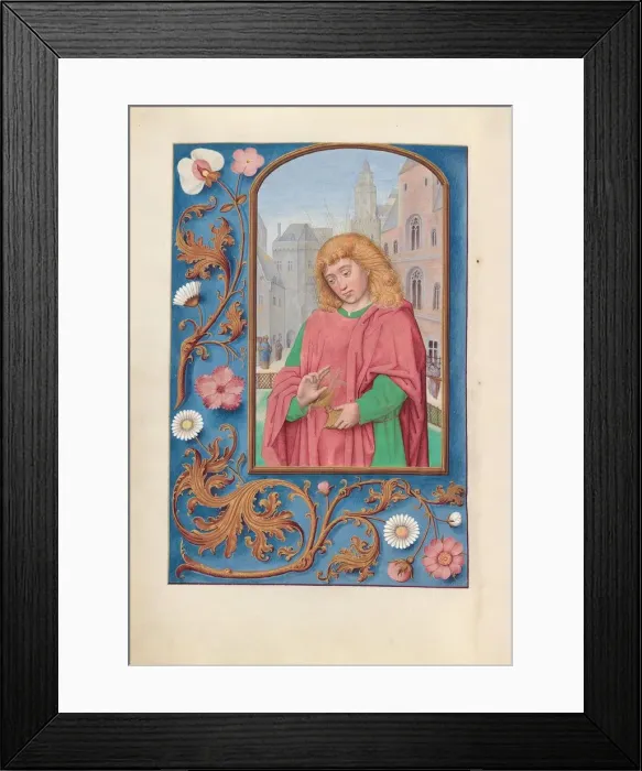 Framed Print : Hours of Queen Isabella the Catholic, Queen of Spain: Fol. 171, St. John the Evangelist, c