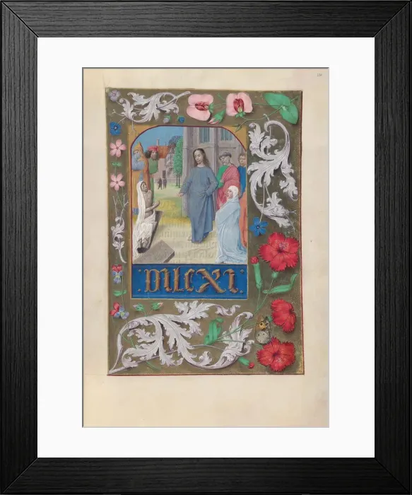 Framed Print : Hours of Queen Isabella the Catholic, Queen of Spain: Fol. 220r, Raising of Lazarus, c Framed Print : Hours of Queen Isabella the Catholic, Queen of Spain: Fol. 220r, Raising of Lazarus, c