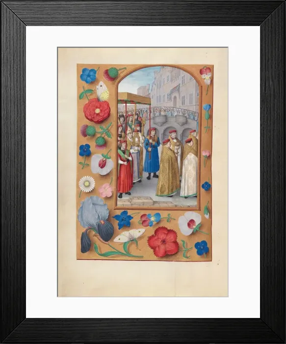Framed Print : Hours of Queen Isabella the Catholic, Queen of Spain: Fol. 43v, Procession of the Sacrament, c1500 Framed Print : Hours of Queen Isabella the Catholic, Queen of Spain: Fol. 43v, Procession of the Sacrament, c1500
