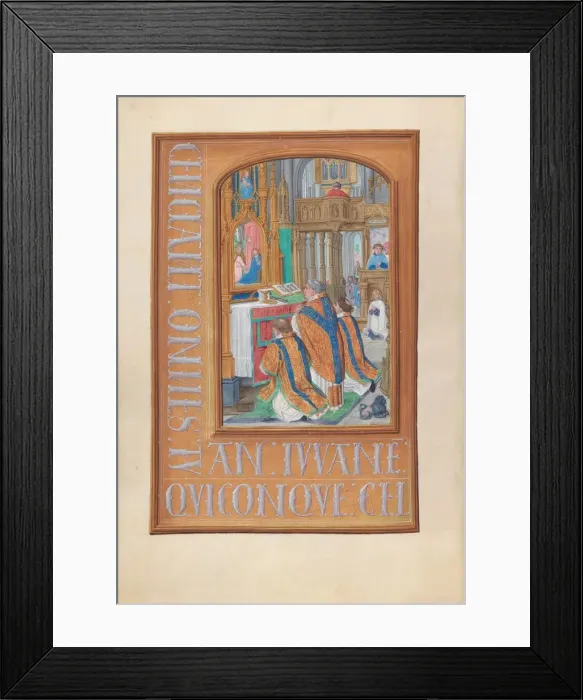 Framed Print : Hours of Queen Isabella the Catholic, Queen of Spain: Fol. 87v, Celebration of the Mass, c Framed Print : Hours of Queen Isabella the Catholic, Queen of Spain: Fol. 87v, Celebration of the Mass, c