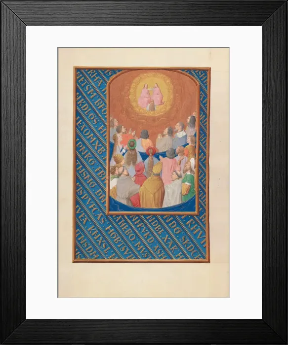Framed Print : Hours of Queen Isabella the Catholic, Queen of Spain: Fol. 37v, Court of Heaven, c Framed Print : Hours of Queen Isabella the Catholic, Queen of Spain: Fol. 37v, Court of Heaven, c