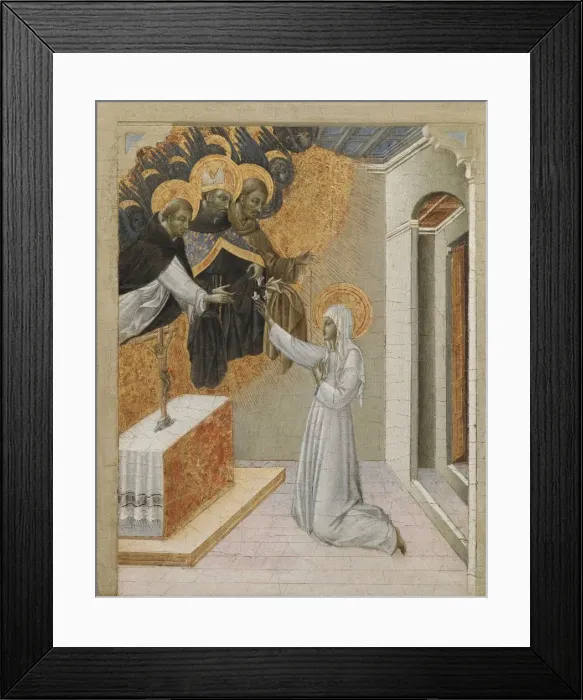 Framed Print : Predella Panel from an Altarpiece: St. Catherine of Siena Invested with the Dominican Habit, 1460s Framed Print : Predella Panel from an Altarpiece: St. Catherine of Siena Invested with the Dominican Habit, 1460s