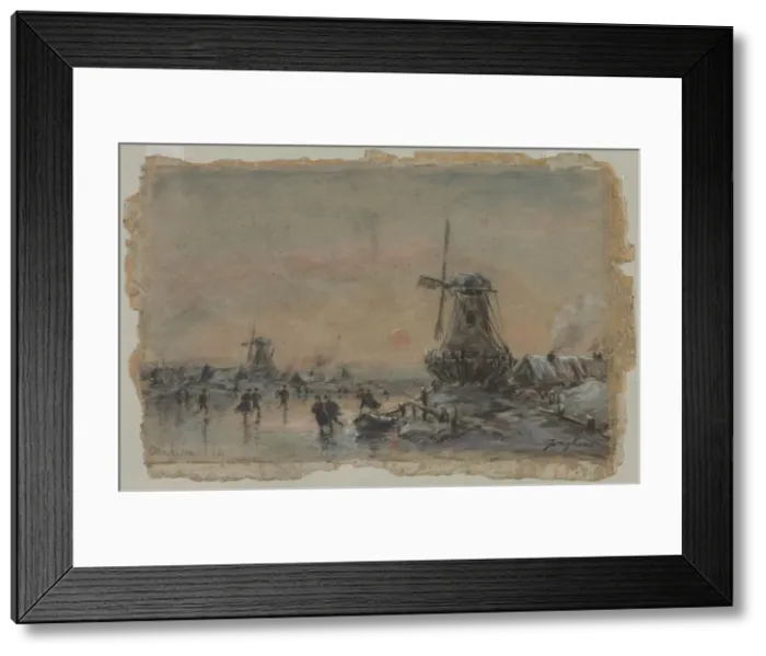 Framed Print : View of Arnheim (recto) Studies of a Bull (verso), 1864. Creator: Johan Barthold Jongkind (Dutch Framed Print : View of Arnheim (recto) Studies of a Bull (verso), 1864. Creator: Johan Barthold Jongkind (Dutch