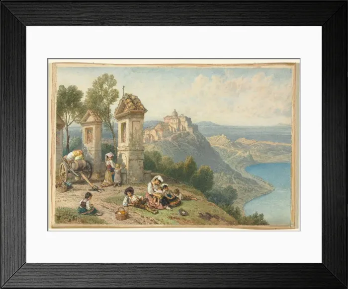 Framed Print : View of Castel Gandolfo, c. 1870s. Creator: Myles Birket Foster (British, 1825-1899) Framed Print : View of Castel Gandolfo, c. 1870s. Creator: Myles Birket Foster (British, 1825-1899)