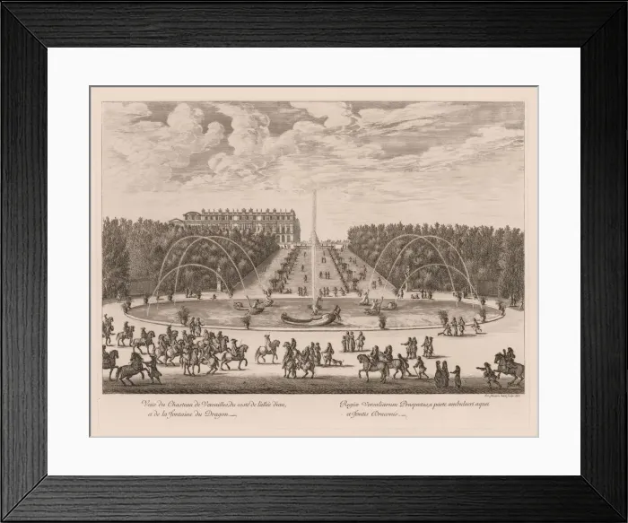 Framed Print : Vue du Chateau de Versailles, du cote de lallee et de la fontaine du Dragon Framed Print : Vue du Chateau de Versailles, du cote de lallee et de la fontaine du Dragon