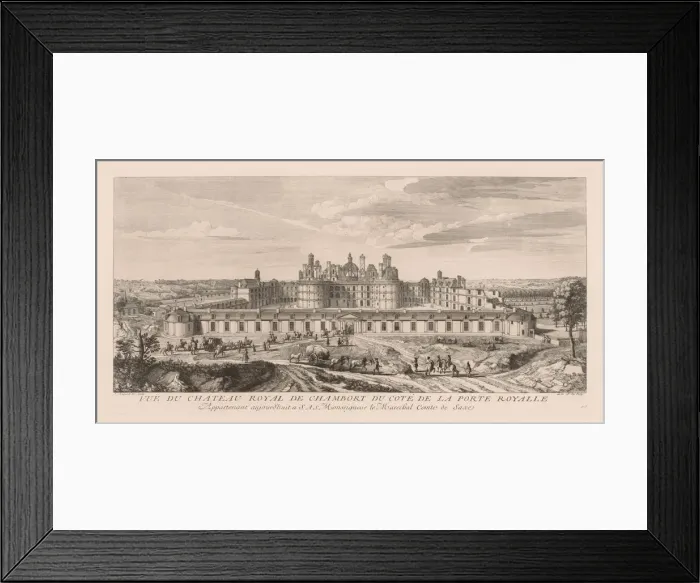 Framed Print : Vue du Chateau royal de Chambord, du cote de la Porte royale. Creator: Jacques Rigaud Framed Print : Vue du Chateau royal de Chambord, du cote de la Porte royale. Creator: Jacques Rigaud