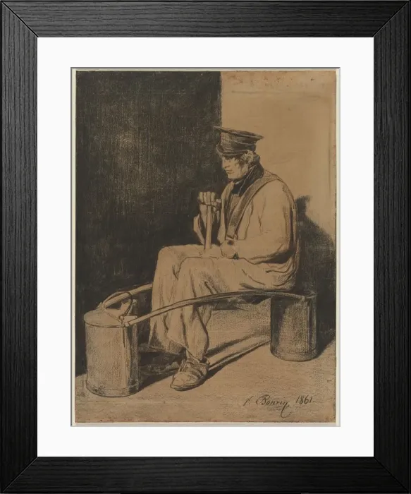 Framed Print : Water Carrier Seated on His Yoke, 1861. Creator: Francois Bonvin (French, 1817-1887) Framed Print : Water Carrier Seated on His Yoke, 1861. Creator: Francois Bonvin (French, 1817-1887)