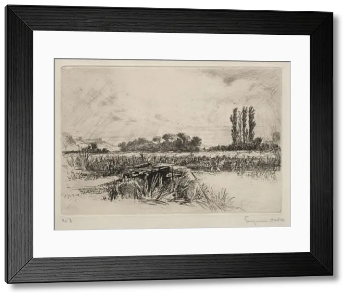 Framed Print : Water Meadow, 1859. Creator: Francis Seymour Haden (British, 1818-1910) Framed Print : Water Meadow, 1859. Creator: Francis Seymour Haden (British, 1818-1910)