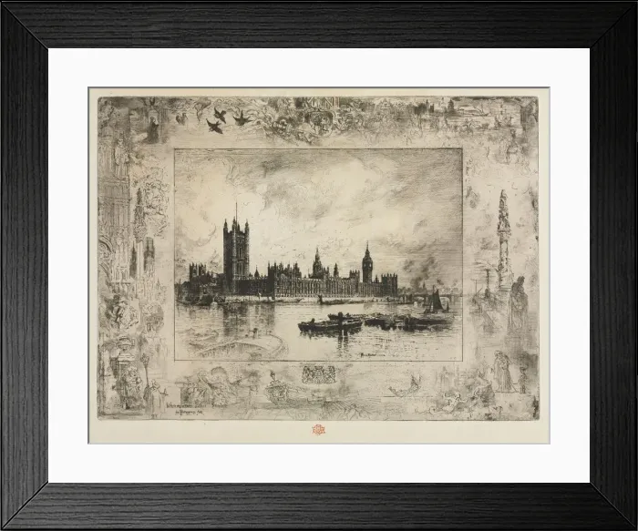 Framed Print : Westminster Place, 1884. Creator: Felix Hilaire Buhot (French, 1847-1898) Framed Print : Westminster Place, 1884. Creator: Felix Hilaire Buhot (French, 1847-1898)