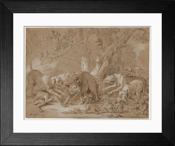 Framed Print : Wild Sow and Her Young Attacked by Dogs, 1748. Creator: Jean-Baptiste Oudry (French, 1686-1755) Framed Print : Wild Sow and Her Young Attacked by Dogs, 1748. Creator: Jean-Baptiste Oudry (French, 1686-1755)