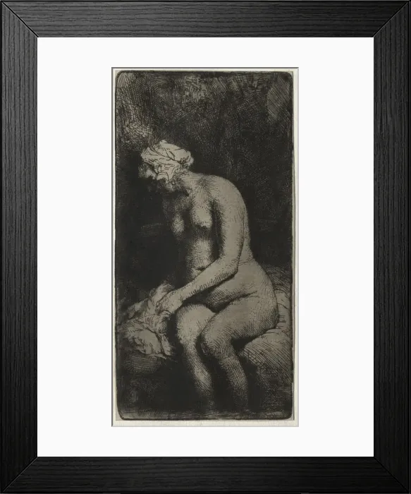 Framed Print : Woman Bathing Her Feet in a Brook, 1658. Creator: Rembrandt van Rijn (Dutch, 1606-1669) Framed Print : Woman Bathing Her Feet in a Brook, 1658. Creator: Rembrandt van Rijn (Dutch, 1606-1669)