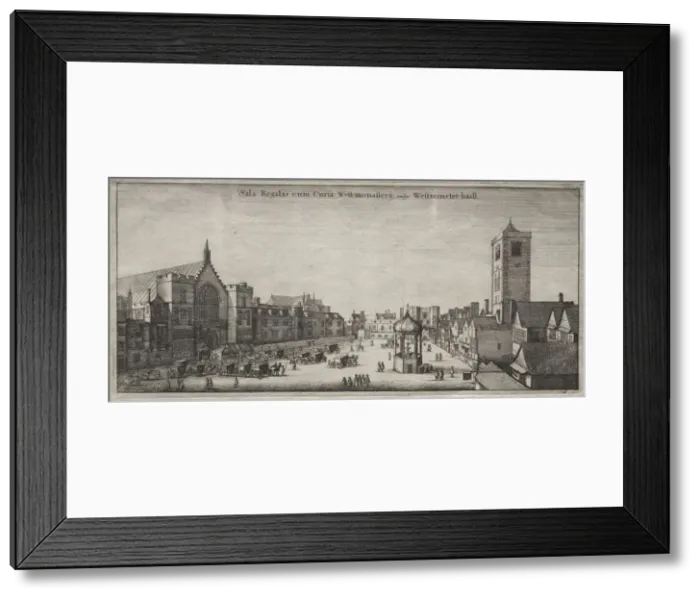 Framed Print : Views of London: New Palace Yard with Westminster Hall, and the Clock House, 1647 Framed Print : Views of London: New Palace Yard with Westminster Hall, and the Clock House, 1647