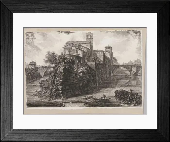 Framed Print : Views of Rome: The The Isola Tiberina, 1775. Creator: Giovanni Battista Piranesi (Italian Framed Print : Views of Rome: The The Isola Tiberina, 1775. Creator: Giovanni Battista Piranesi (Italian