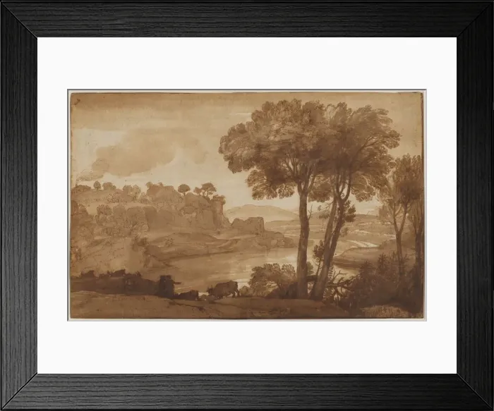 Framed Print : View of the Acqua Acetosa (recto), c. 1645. Creator: Claude Lorrain (French, 1604-1682) Framed Print : View of the Acqua Acetosa (recto), c. 1645. Creator: Claude Lorrain (French, 1604-1682)
