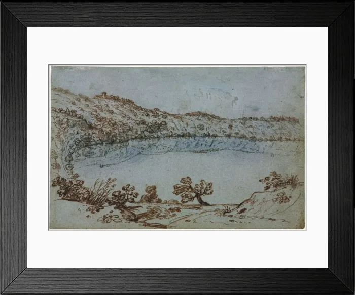 Framed Print : View of Lake Nemi, c. 1650. Creator: Unknown Framed Print : View of Lake Nemi, c. 1650. Creator: Unknown