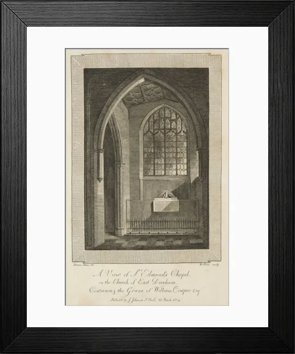 Framed Print : View of St. Edmunds Chapel in the Church of East Dereham... 1804. Creator: William Blake Framed Print : View of St. Edmunds Chapel in the Church of East Dereham... 1804. Creator: William Blake