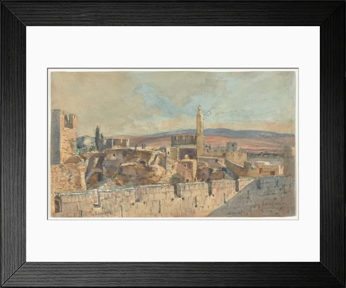 Framed Print : View of the Old City of Jerusalem, 2nd half 1800s. Creator: John Fullylove (British, 1845-1908) Framed Print : View of the Old City of Jerusalem, 2nd half 1800s. Creator: John Fullylove (British, 1845-1908)