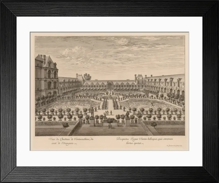Framed Print : Vue du Chateau de Fontainebleau, du cote de lOrangerie, 1679. Creator Framed Print : Vue du Chateau de Fontainebleau, du cote de lOrangerie, 1679. Creator