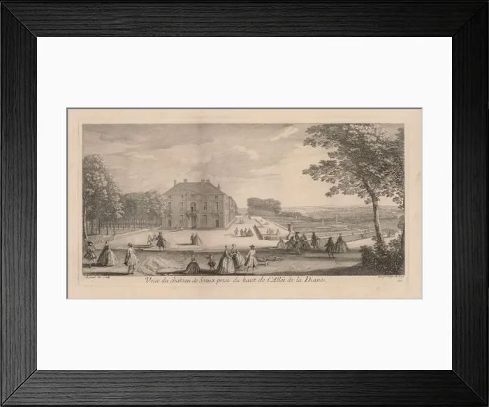Framed Print : View of the Chateau de Seaux from Dianas Promenade. Creator: Jacques Rigaud (French, 1681-1754) Framed Print : View of the Chateau de Seaux from Dianas Promenade. Creator: Jacques Rigaud (French, 1681-1754)